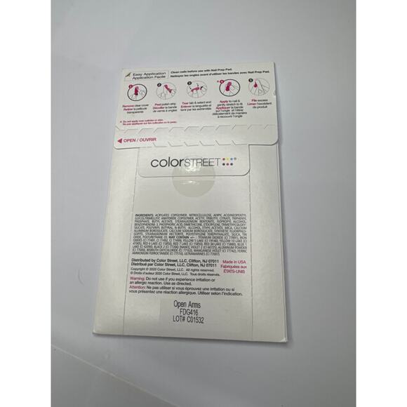 NWT Color Street “Open Arms” Glittery White Shade Abstract Designs Nail Strips - Picture 4 of 4